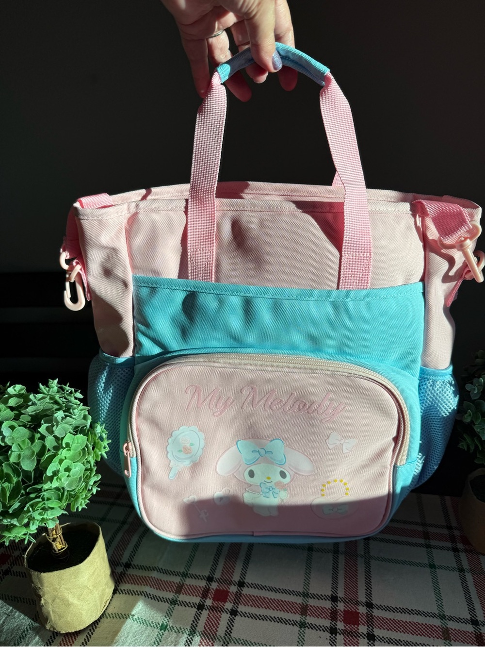 My Melody by Sanrio Pink & Blue Tote Backpack - Cute Character Shoulder Bag